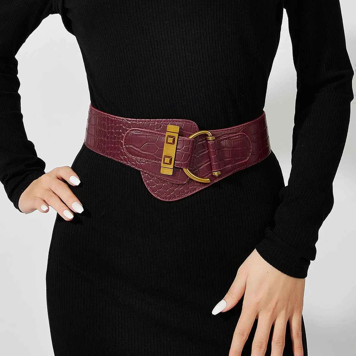 Beige Button-Up Elastic Waist Belt