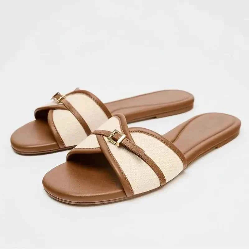 Belt Buckle Slippers Women