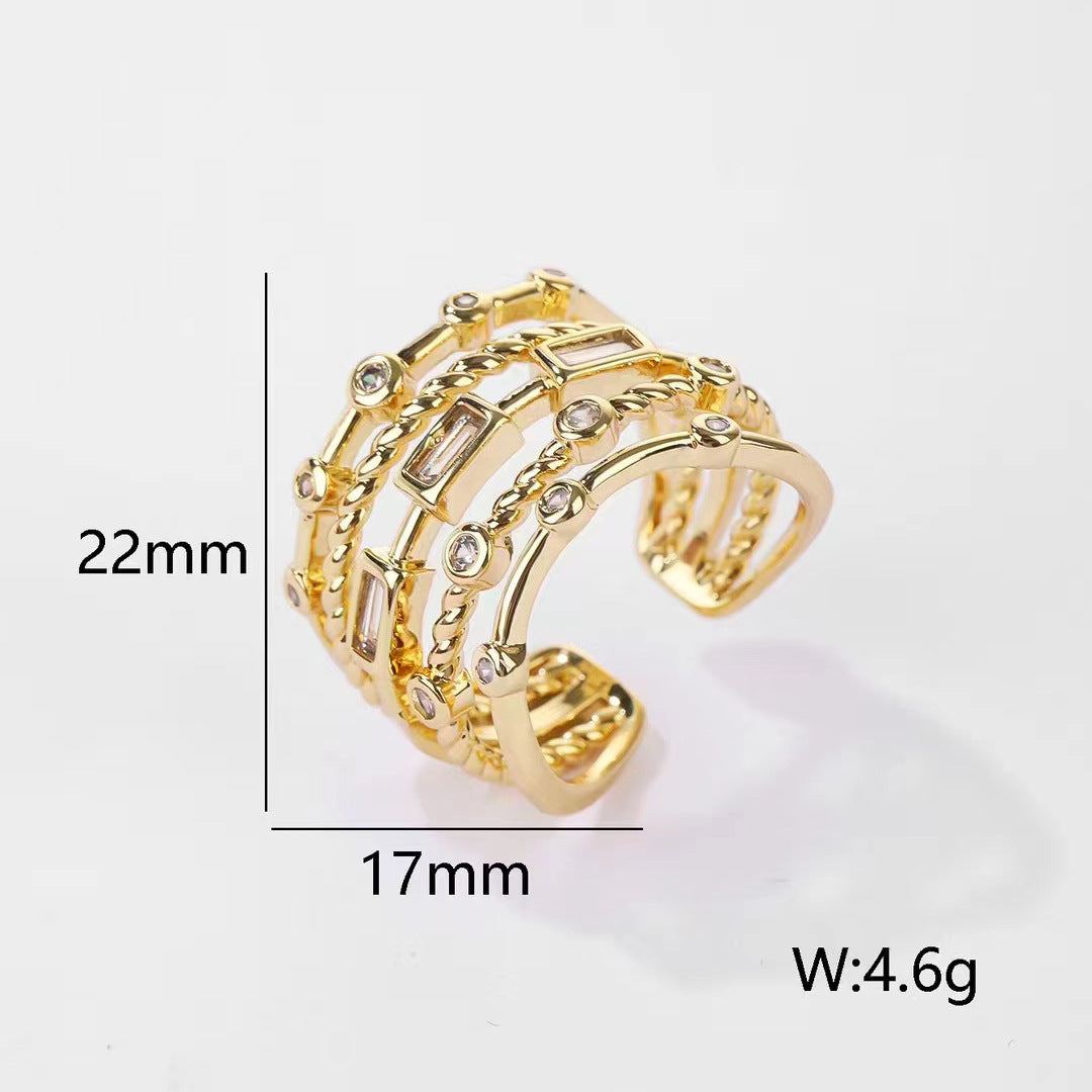 Retro Gemstone Affordable Luxury Fashion Open-end Personality Ring - Norellé