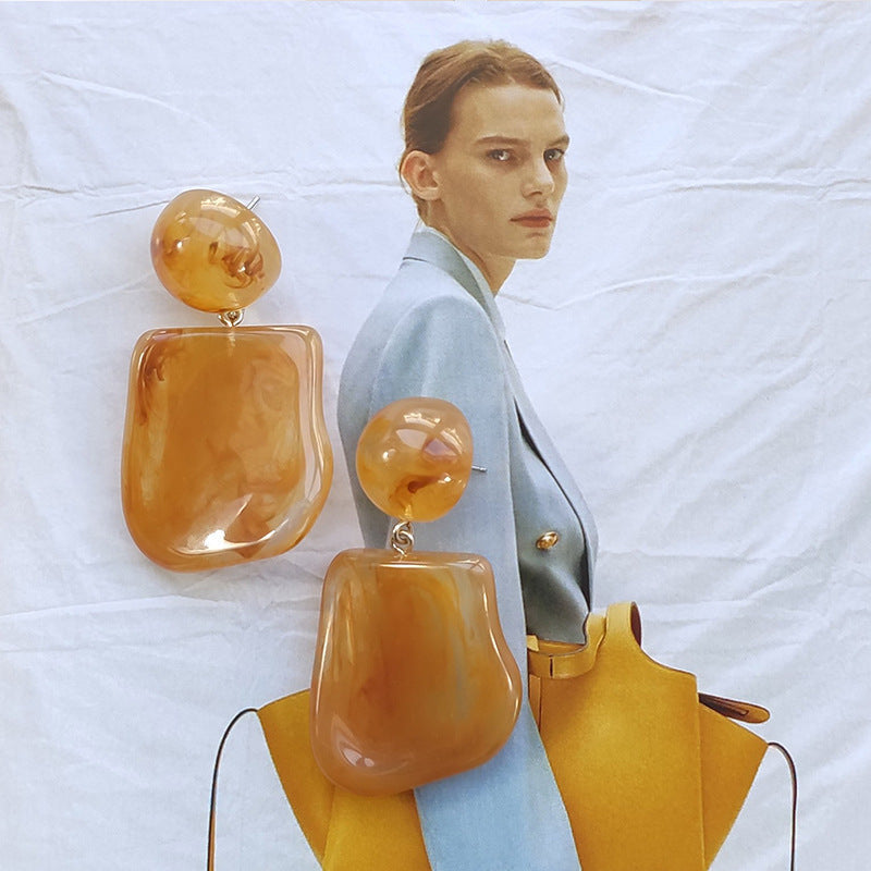 Metallic Texture Transparent Resin Earrings - Norellé