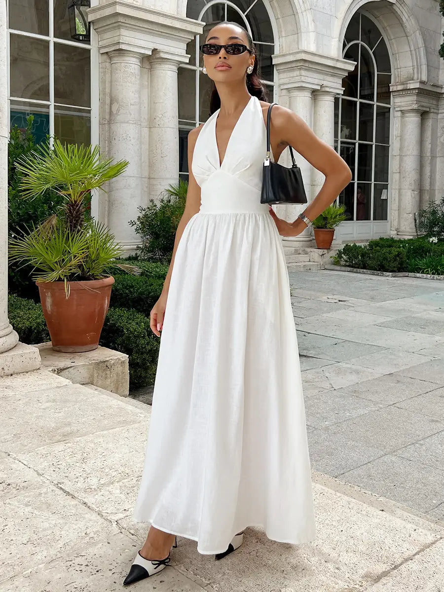 Halter Lace-up Backless Long Dress