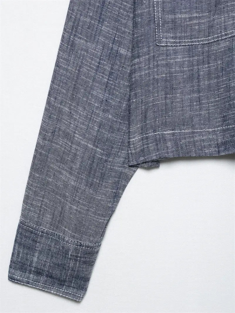 Pocket Decoration Short Shirt Trousers