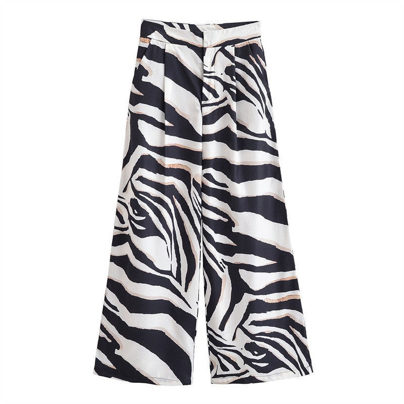 Zebra Pattern Blended Vest Casual Pants - Norellé