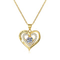 Birthstones Necklace Women’s Double Weight Heart Shape With Diamond - Yellow Gold - electronic accessories