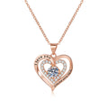 Birthstones Necklace Women’s Double Weight Heart Shape With Diamond - Rose Gold - electronic accessories
