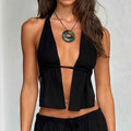 Black Crop Top Lace Splicing Camisole For Women