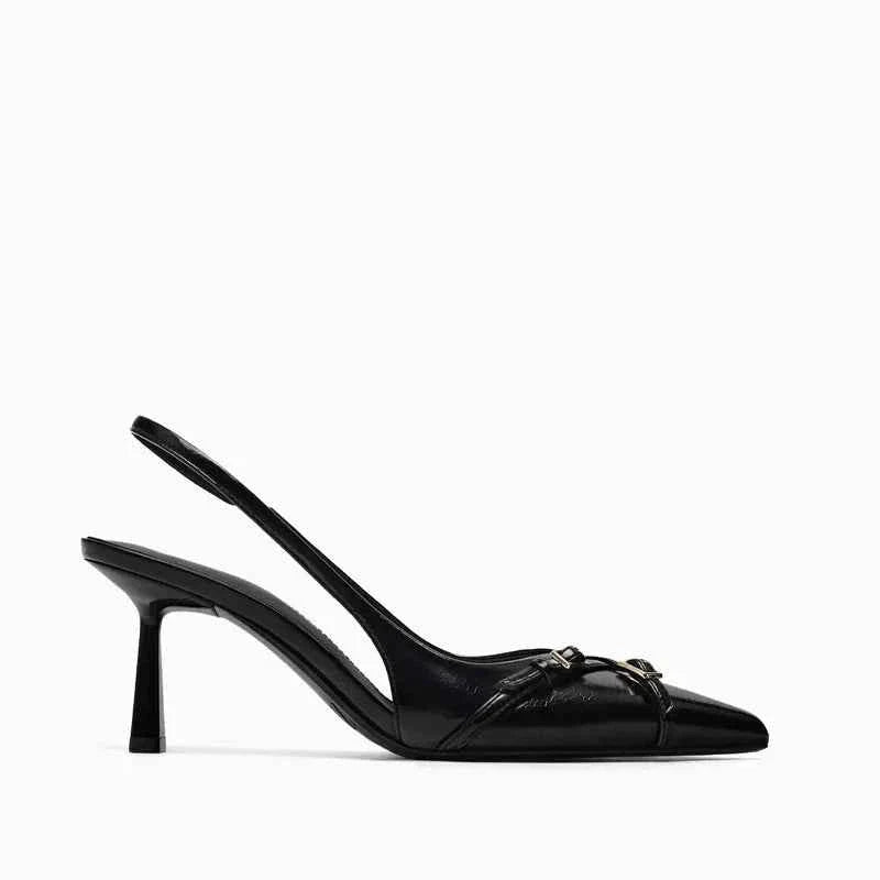 Black Cross Belt Buckle High Heels