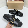 Black Flat Buckle Sandals for Women