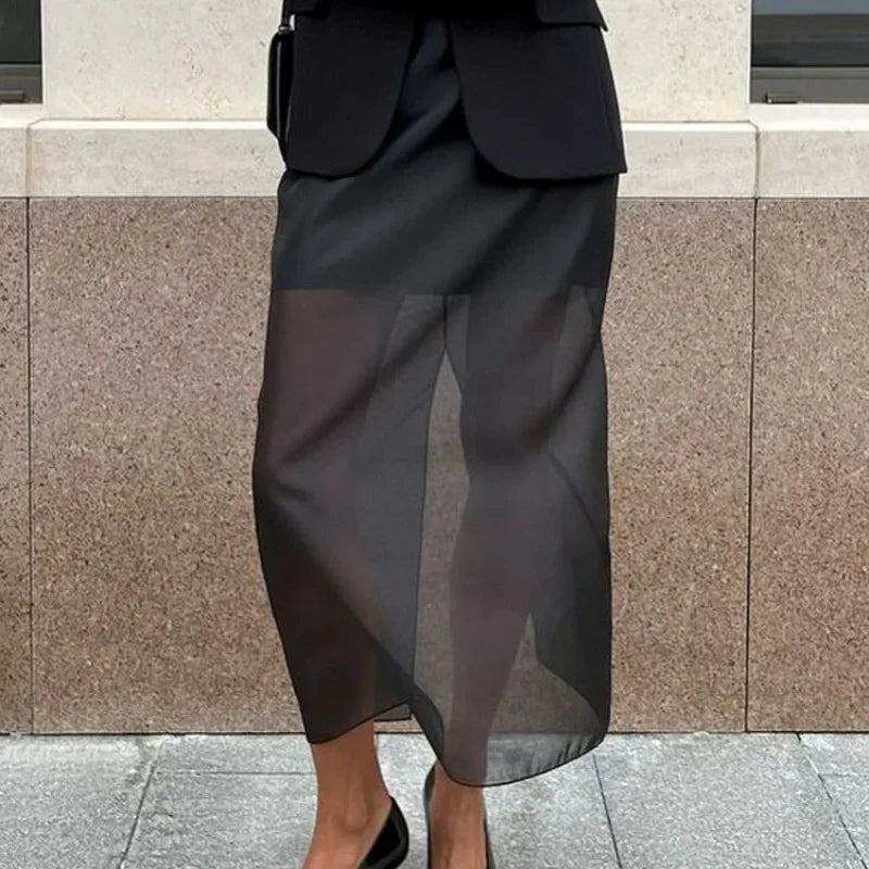 Black Mesh Skirt Women’s - black / S