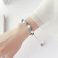 Blue Aventurine Freshwater Pearl Crystal Bracelet For Women - Gold 19cm - electronic accessories