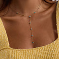 Blue turquoise Y-shaped Choker Necklace Waterproof Stainless Steel - JDN0306061