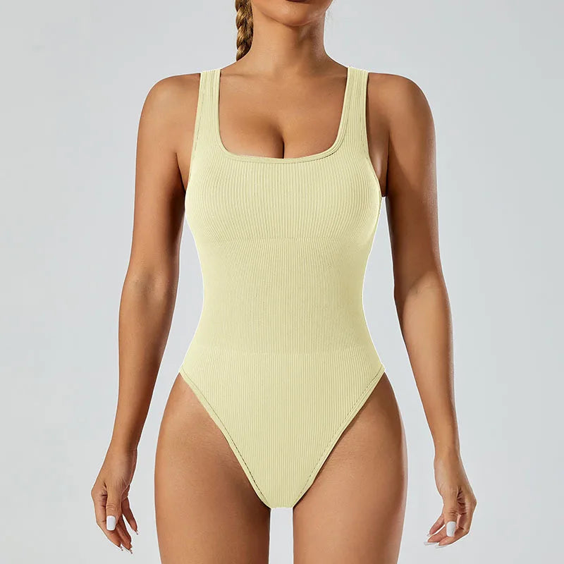 Body Shaping Thread Sports Yoga Underwear High Elasticity Fitness Jumpsuit - yellow / S / CHINA