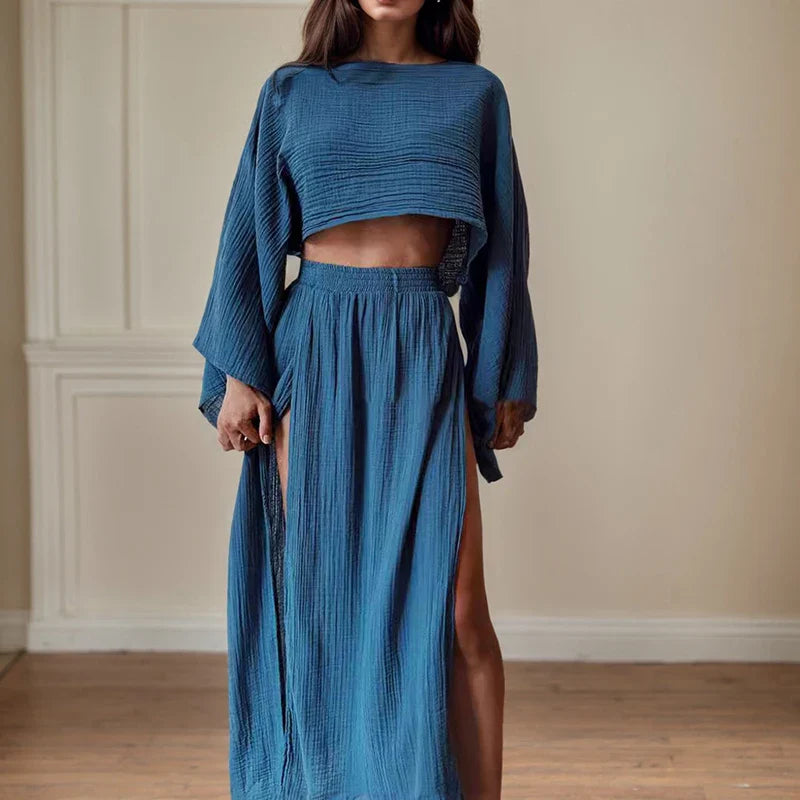 Bohemian Beach VacationTwo Piece Sets - Blue / XL