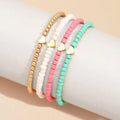 Bohemian Love Bead Four-piece Simple Peach Heart Beaded Bracelet - Four Colors / Glass rice beads - electronic