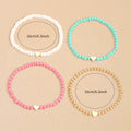 Bohemian Love Bead Four-piece Simple Peach Heart Beaded Bracelet - Four Colors / Glass rice beads - electronic