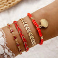 Bohemian Ocean Wind Starfish Shell Pearl Anklet - 3 Bracelet Red - electronic accessories