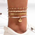 Bohemian Ocean Wind Starfish Shell Pearl Anklet - 6 Gold - electronic accessories