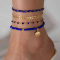 Bohemian Ocean Wind Starfish Shell Pearl Anklet - 8 Blue - electronic accessories