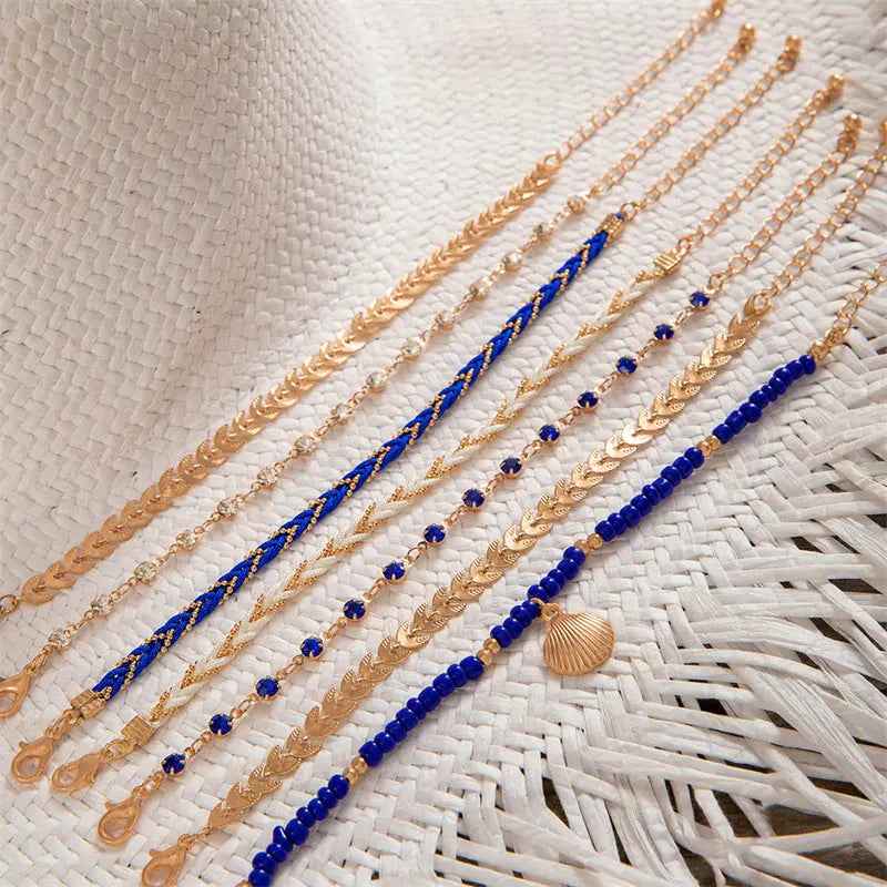 Bohemian Ocean Wind Starfish Shell Pearl Anklet - electronic accessories