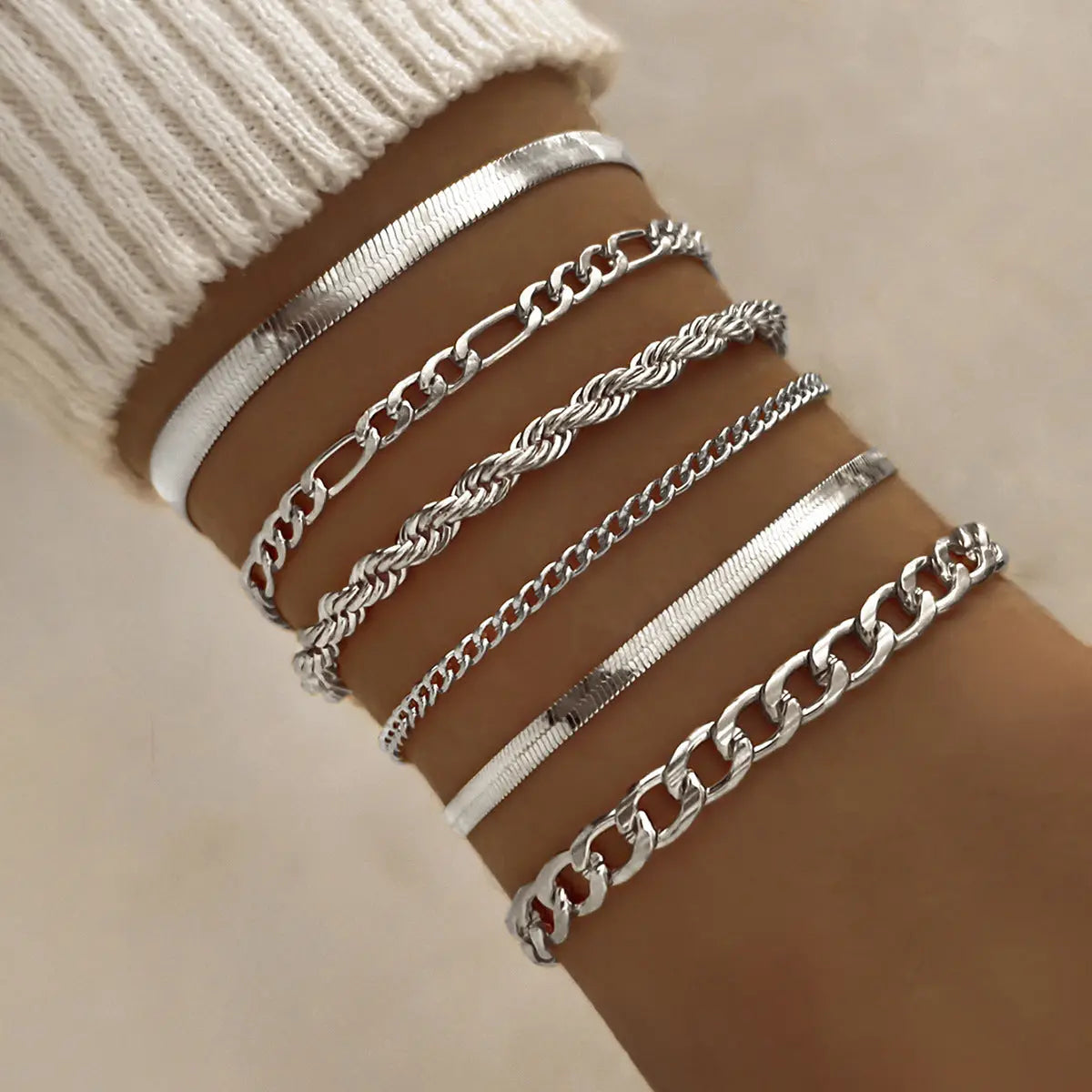 Bracelet Fashion 6-piece Chain Set Metal - Silver - electronic accessories