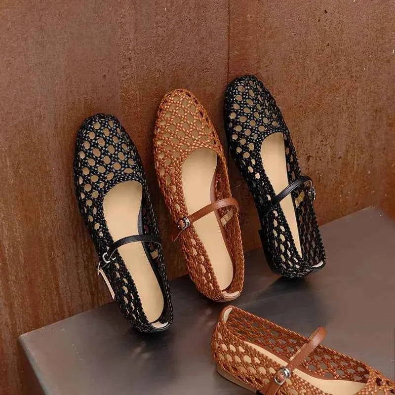 Brown Hollow Out Design Women Flats