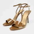Brown Patent Leather Heeled Sandal Women