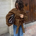 Brown Suede Leather Jackets Women