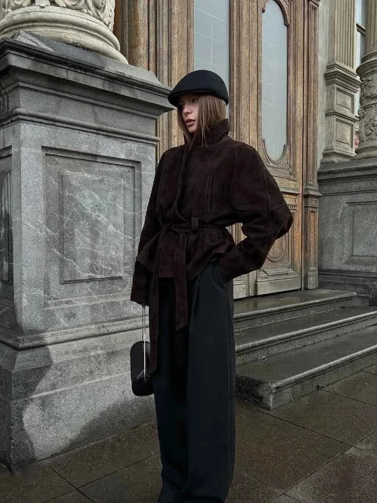 Brown Suede Leather Jackets Women