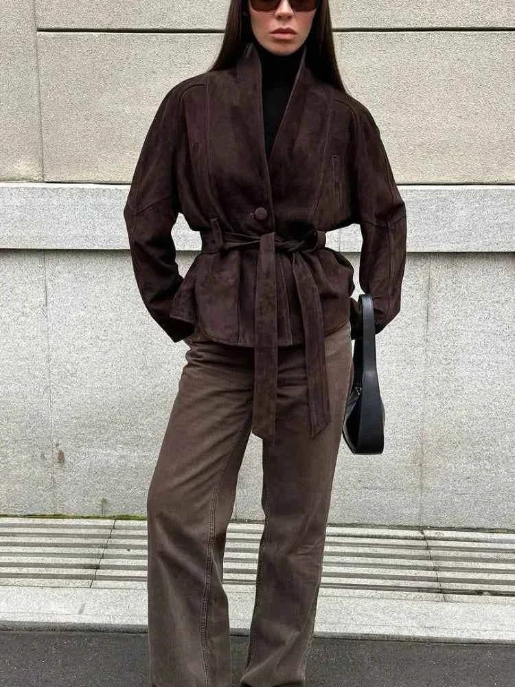Brown Suede Leather Jackets Women