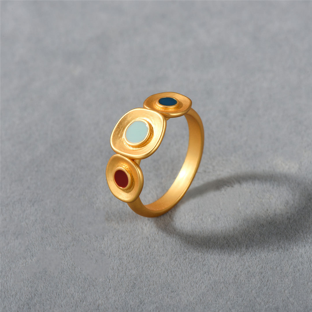 Brushed Matte Drip Glazed Ring - One Golden / No 7 - electronic accessories