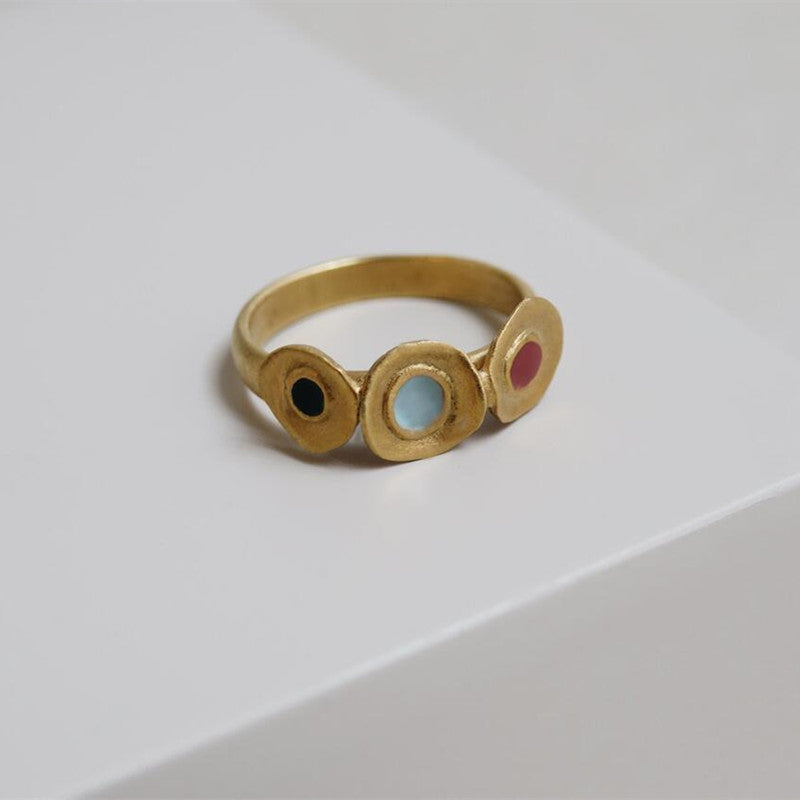 Brushed Matte Drip Glazed Ring - One Golden / No 7 - electronic accessories