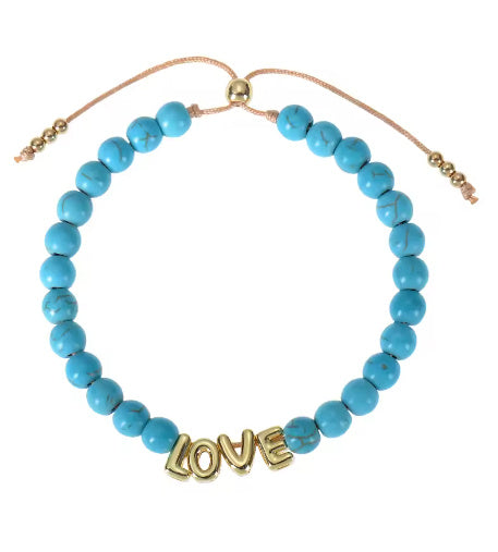 Bubble Letter Bracelet Natural Stone Name - Turquoise / 11to12 letters - electronic accessories