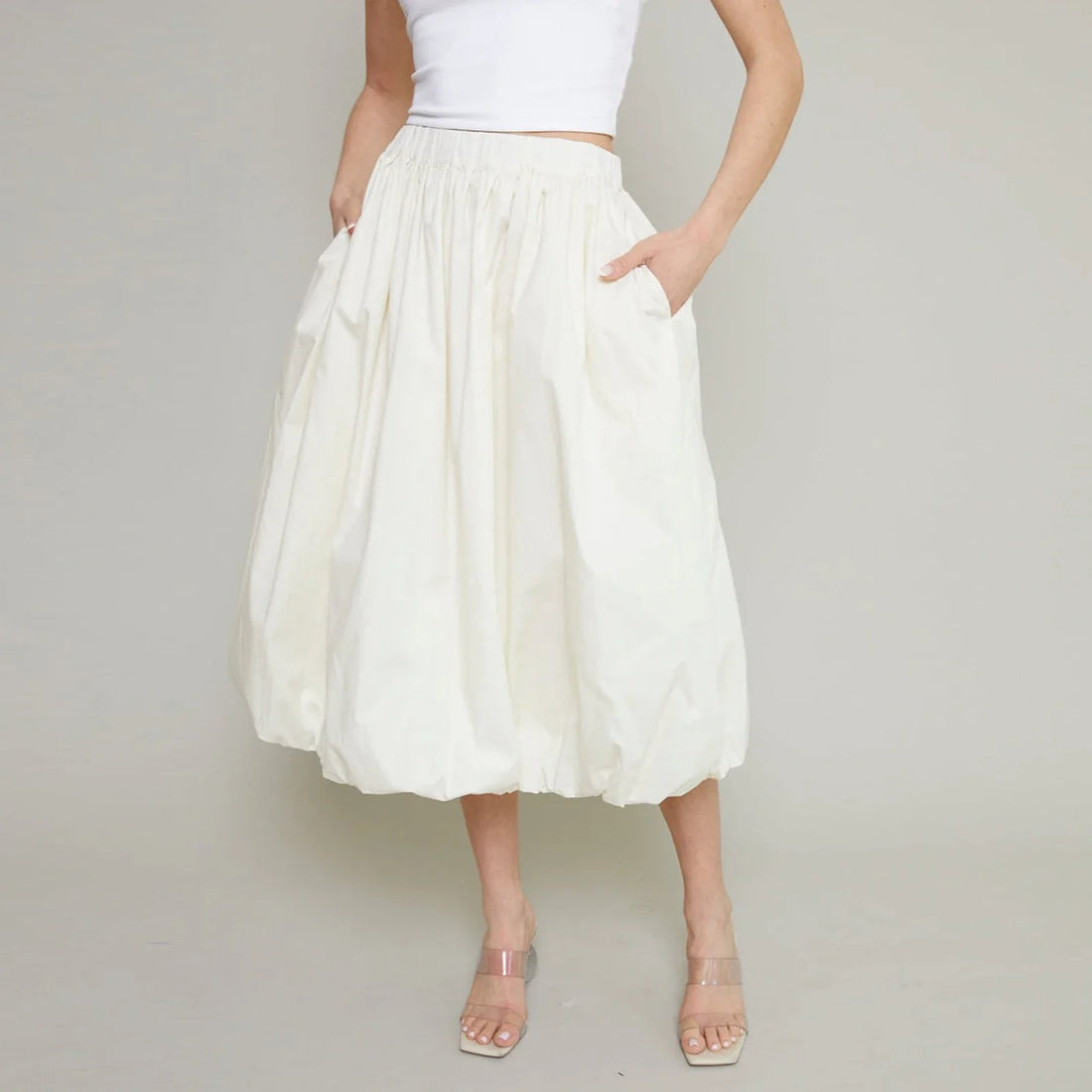 Bubble Skirt Women Elegant Elastic Waist