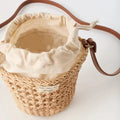 Bucket-Shaped Woven Tote Bag - Crossbody mini