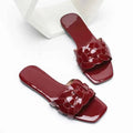 Burgundy Woven Upper Design Women's Slippers