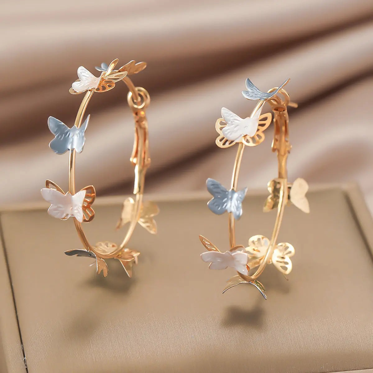 Butterfly Earrings Hollow Multi-layer Big Circle Ear Hook - ER647 Blue - electronic accessories