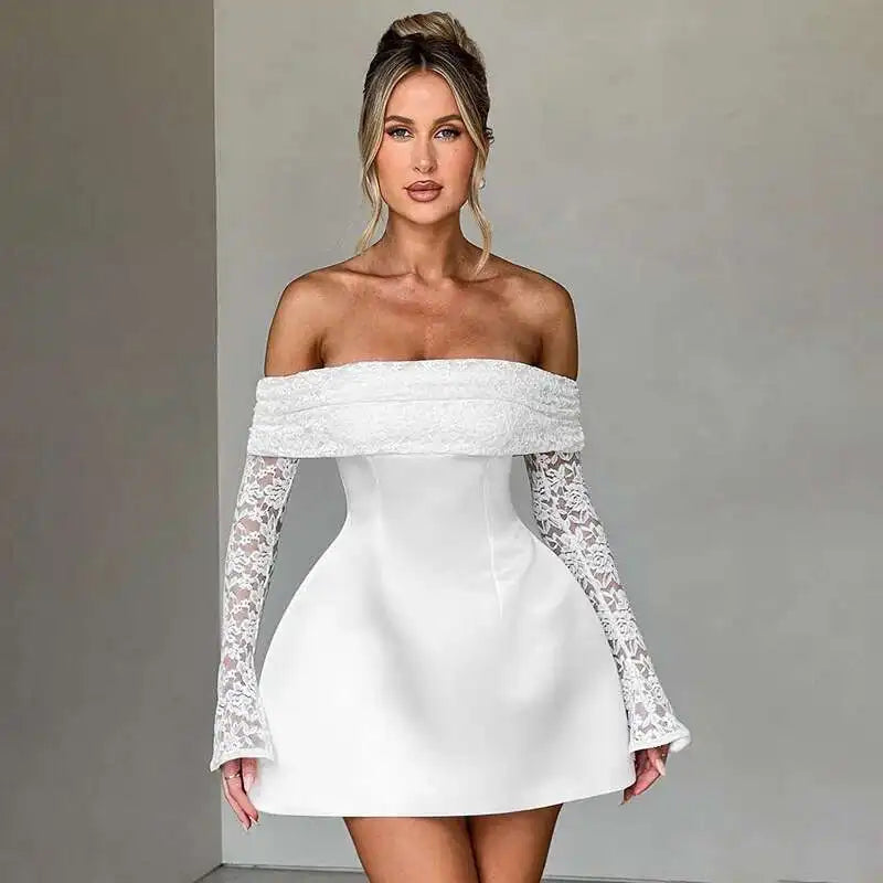 Button Backless Bodycon Short A-line Dress Women - DS289white / L