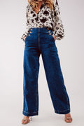 Button Front Jean in Mid Blue - Women’s Fashion - Clothing - Jeans - Wide Leg