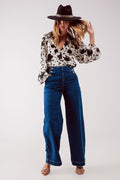 Button Front Jean in Mid Blue - Women’s Fashion - Clothing - Jeans - Wide Leg