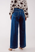 Button Front Jean in Mid Blue - Women’s Fashion - Clothing - Jeans - Wide Leg