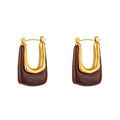 C- Shaped Earrings - Brown - electronic accessories