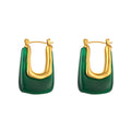 C- Shaped Earrings - Green - electronic accessories