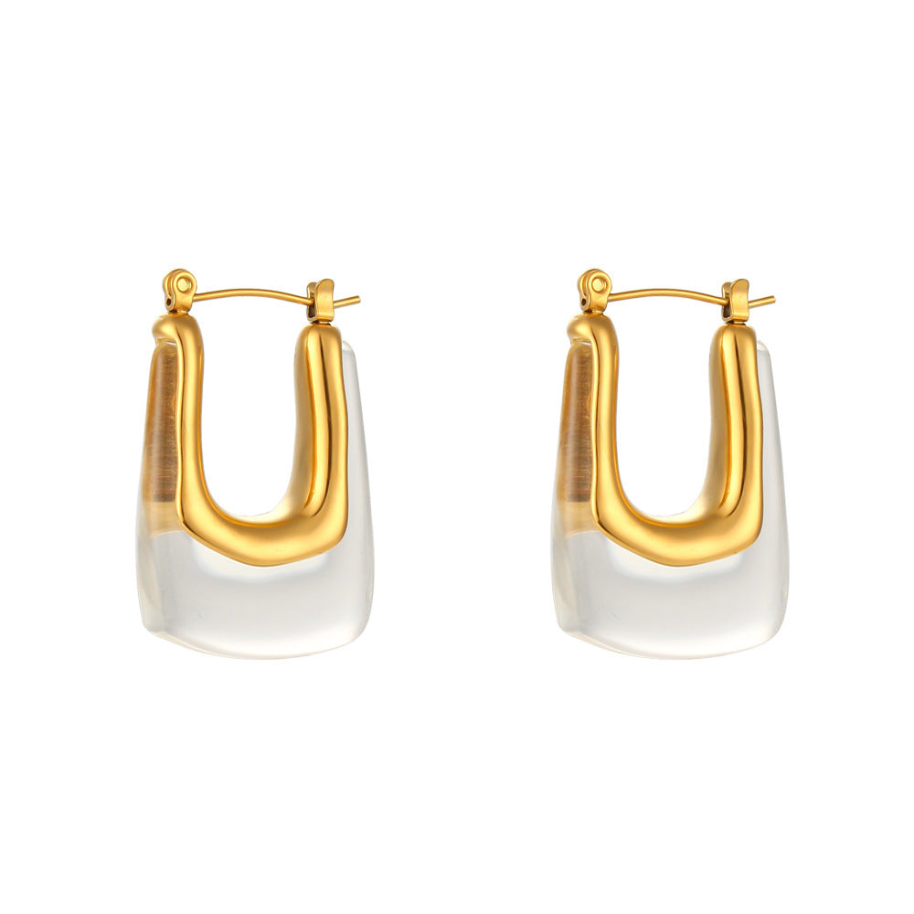 C- Shaped Earrings - Transparent - electronic accessories