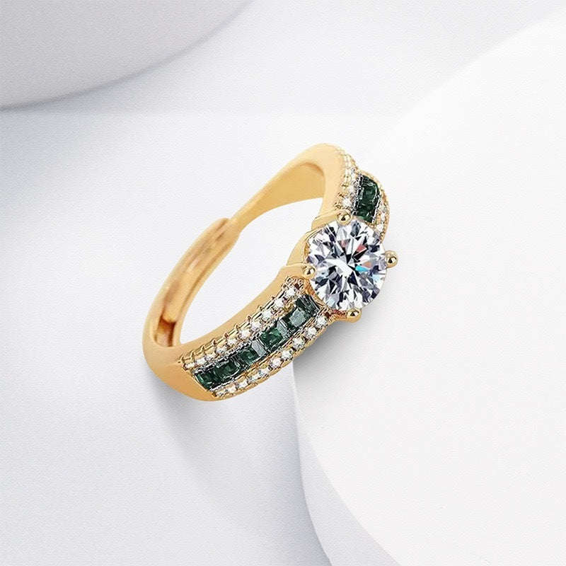 Zircon Micro-inlaid Starry Ring Champagne Gold Diamond Ring For Women - Norellé