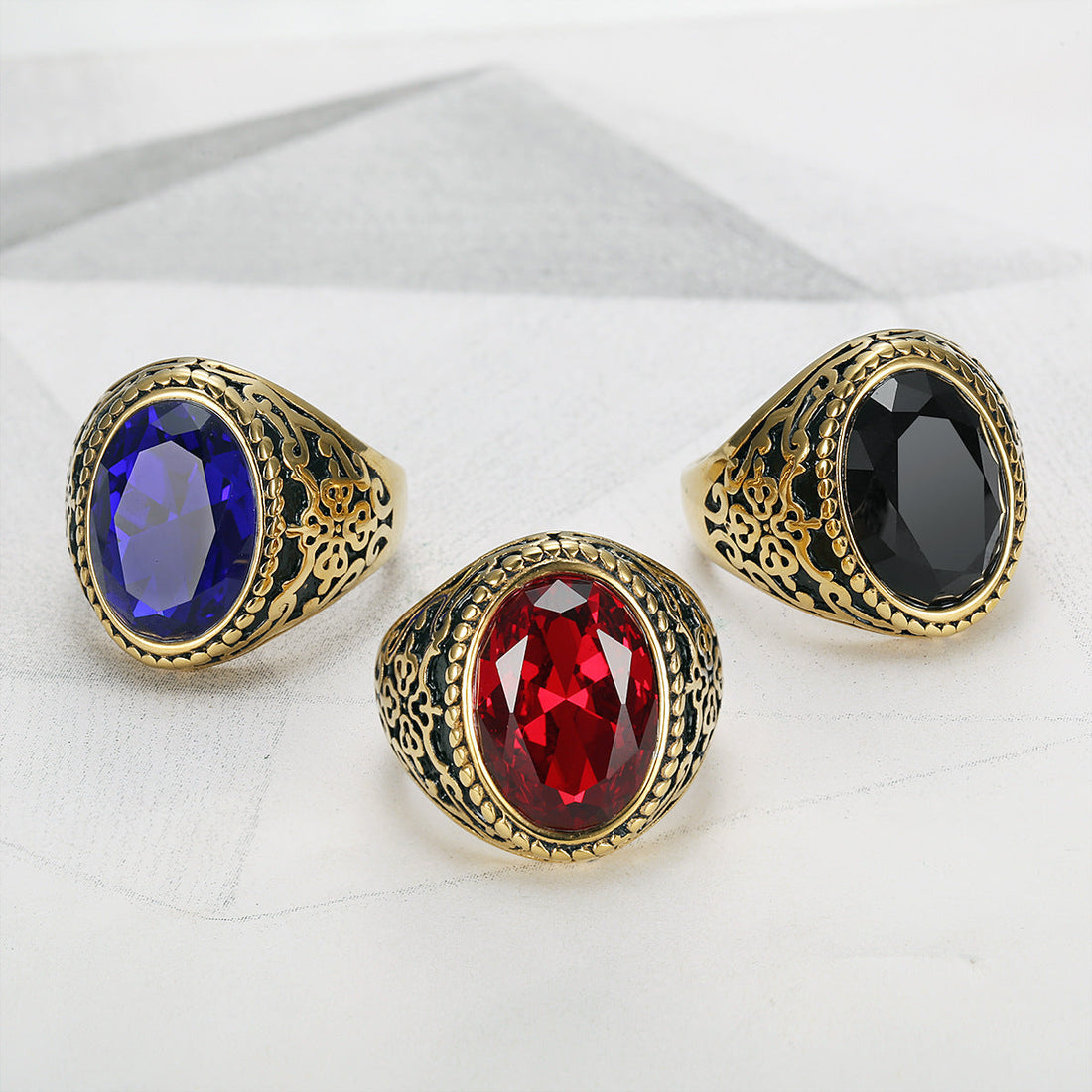 Creative Retro Quality Ins Style Fashion 18K Real Gold Gemstone Ring - Norellé
