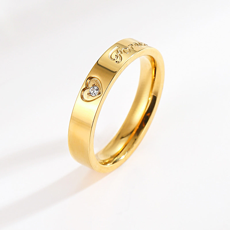 Titanium Steel 18K Gold-plated European And American Moissanite Couple Wedding Ring - Norellé