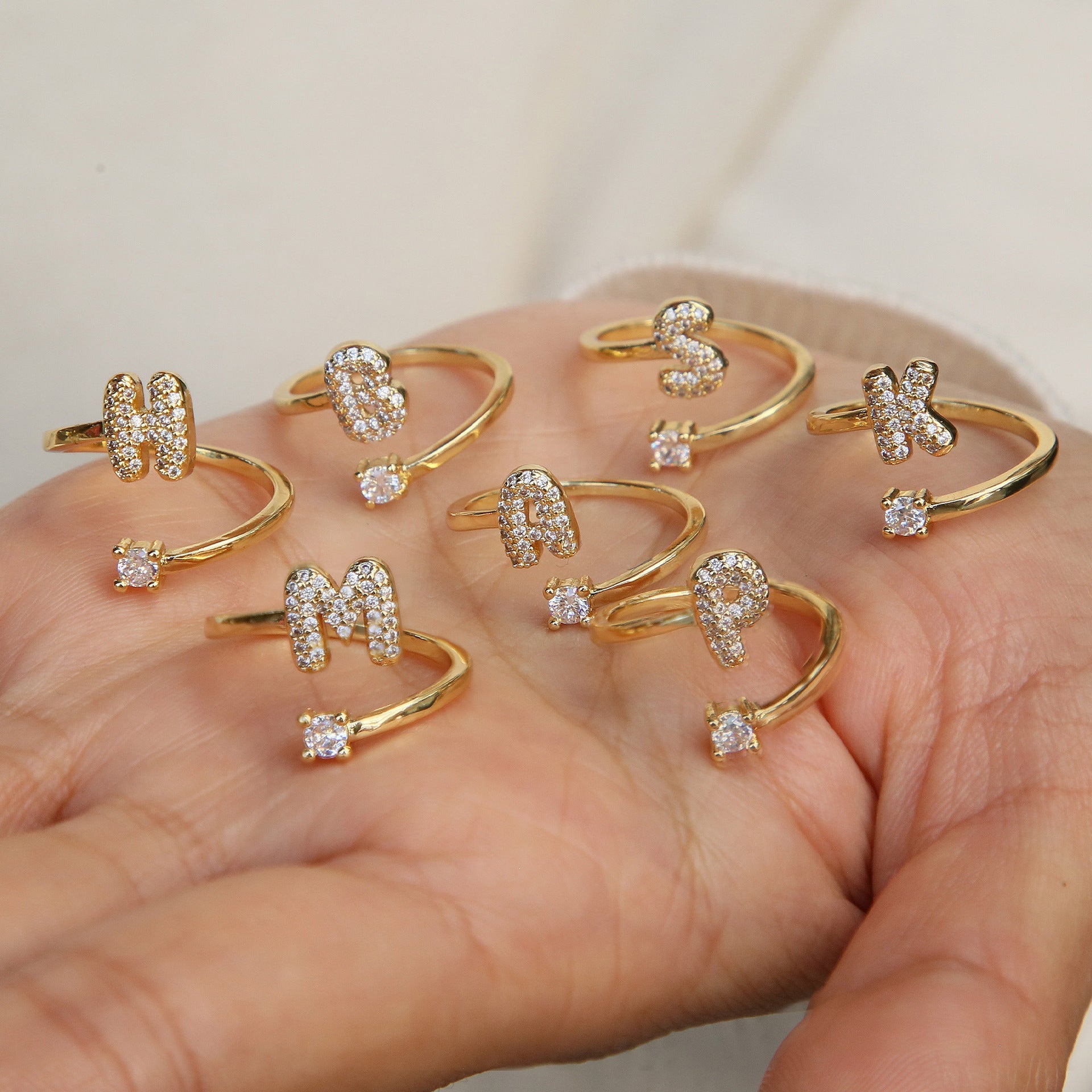 Cute 26 English Letters Open Adjustable Personality Ring - Norellé