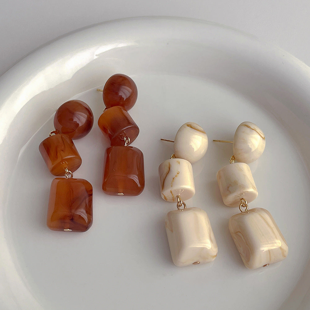 Niche Retro Design Resin Earrings Irregular - Norellé