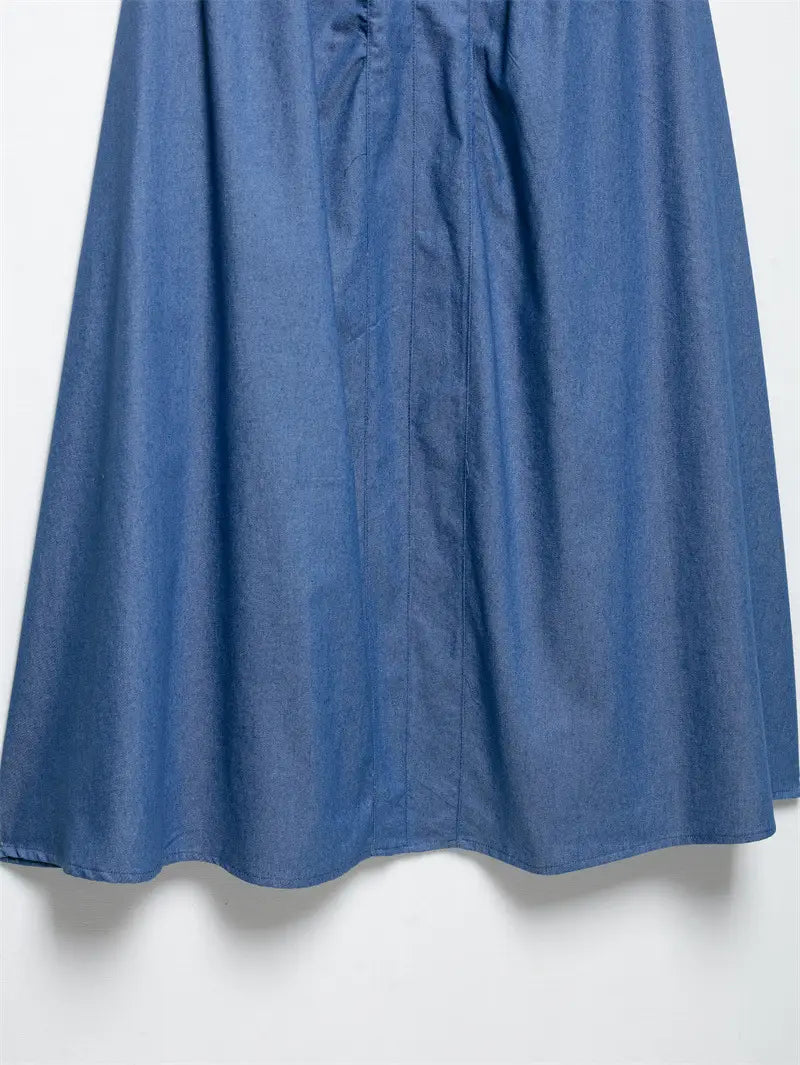 Denim Light Color Back Hollow Dress