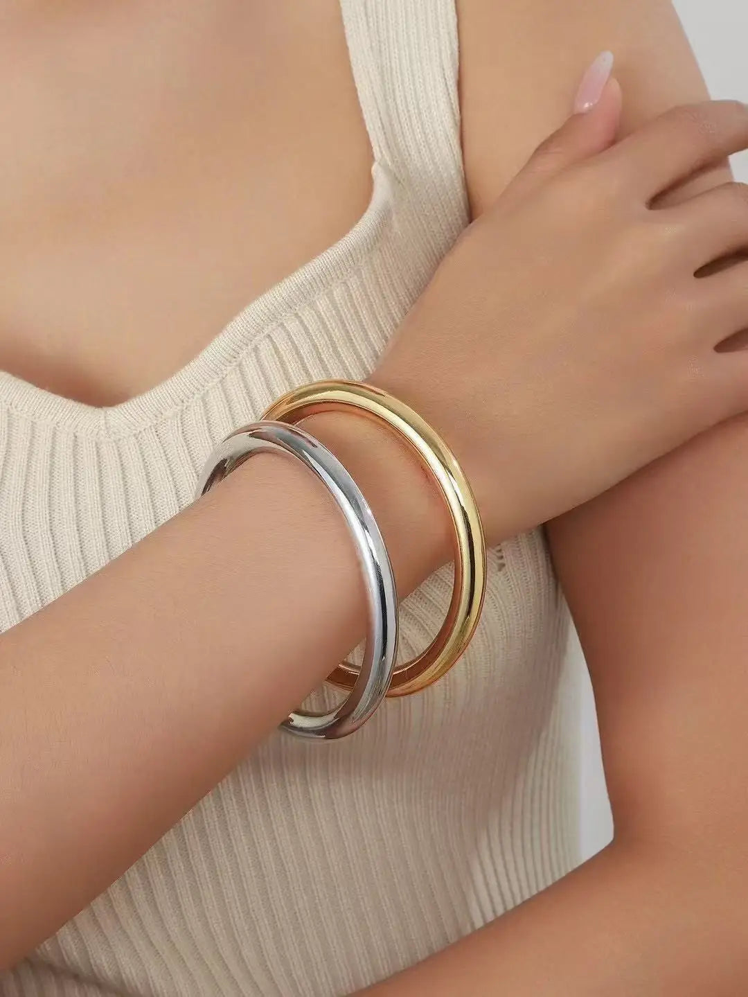Electroplated CCB Simple Bracelet Cylindrical Three-dimensional For Women
